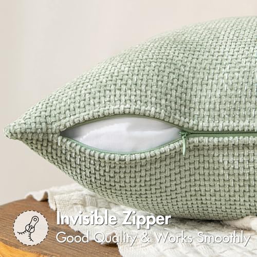 MIULEE Decorative Couch Throw Pillow Covers 20x20 Inch Light Green 2 Pack - Image 5