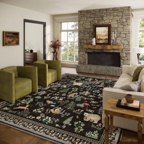 Washable Area Rugs for Living Room: 8x10 Bedroom Rug Stain Resistant Non Slip Low Pile Soft Lightweight Carpet for Kitchen Dining Room Farmhouse Nursery Kids Room Home Office by palohom