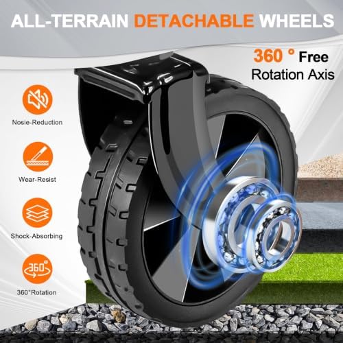 AMNOW 100L Collapsible Wagon Cart with All Terrain Wheels, 350LBS, Rose - Image 3