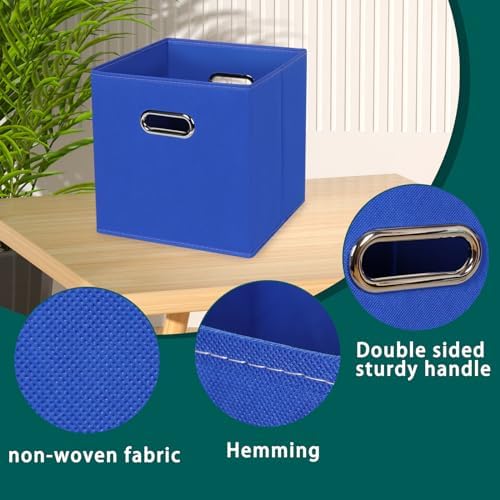 Black Foldable Storage Cubes Bins, Fabric Storage Box Cubes Organizer Baskets with Dual Handles for Home Organizer,Set of 3,(Dark Blue) - Image 7