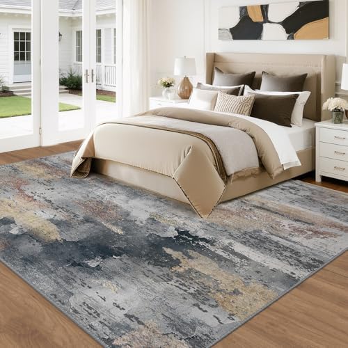 RELEANY Washable 5'x7' Abstract Area Rug for Living Room Ash Brown - Image 3