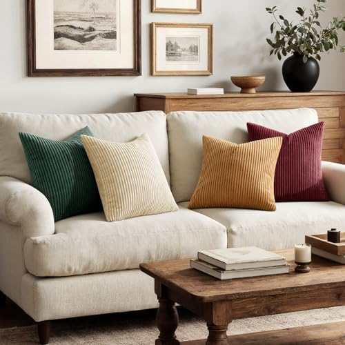 MIULEE Corduroy Decorative Throw Pillow Covers Christmas Red Green 18x18 - Image 7