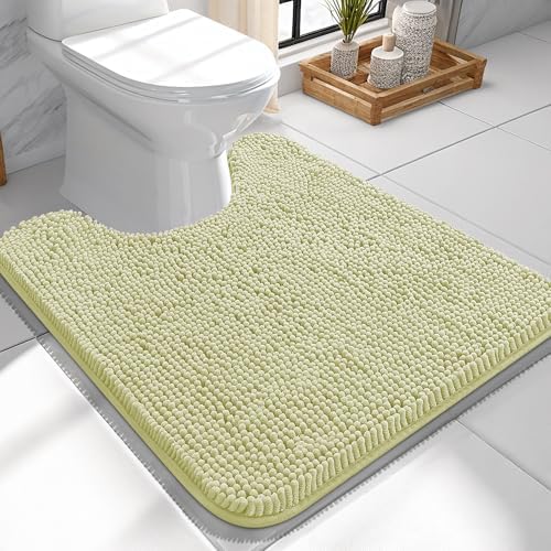 OLANLY Toilet Rugs U-Shaped 24x24, Soft Absorbent Chenille Contour Rugs by OLANLY