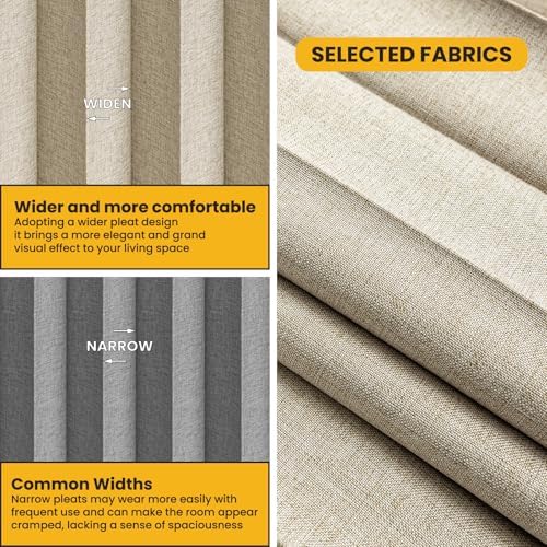 Room Divider Curtain Sets with Flexible Ceiling Track, Privacy Soundproof Curtain for Bedroom Office Patio Sliding Door(Beige, W180 x L84, 1 Pack) - Image 4