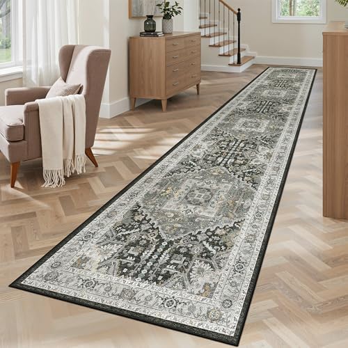Madane Washable Runner Rugs 2x10 for Hallway Kitchen Grey Green/Black Olive - Image 5