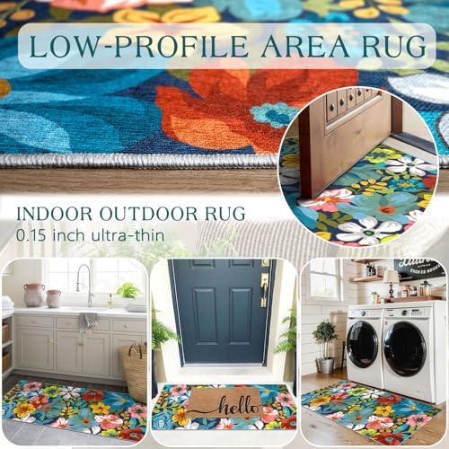 Front Door Mat Indoor Entrance - 2x4.3 Colorful Floral Runner Rug - Image 4