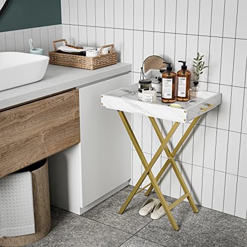 Folding TV Tray Tables, Set of 2 Side Table for Small Place, Snack Eating Tables at Couch, Folding Tables with Removable Serving Tray, Portable End Table Easy Assembly - Image 7