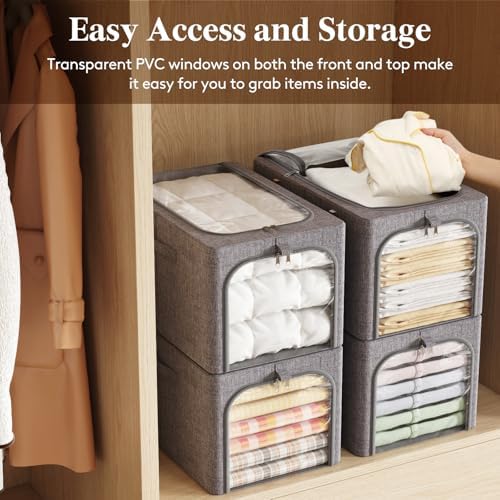 Lifewit 40L Clothes Storage Bins with Metal Frame for Closet, 3Pack - Image 6