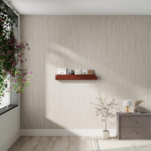Timeet Modern Peel and Stick Wallpaper Self Adhesive Wallpaper 17.3" x 78.7" Textured Neutral Stripe Contact Paper Removable Vinyl Wall Paper for Accent Wall Modern Minimalist Wall Decor - Image 2