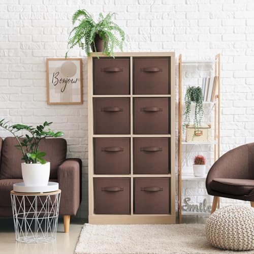 Sorbus Fabric Storage Cubes, 8 Pack, with Handles (13 Inch, Chocolate) - Image 6