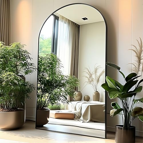 KOMCOTE Full Length Floor Mirror, 91x46 Inch Oversized Arched Standing Mirror in Black for Bedroom, Living Room, Dressing Room - Elegant Freestanding Leaning Mirror Decor - Image 2