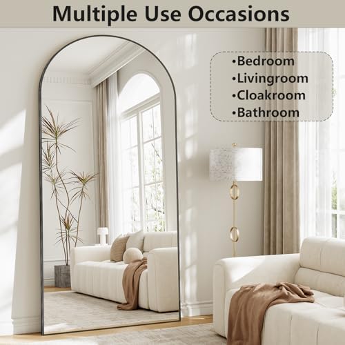 Mirror Full Length, 78"x35" Oversized Arched Floor Full Length Mirror with Stand, Room Decor Big Full Body Floor Mirror with HD Tempered Glass Aluminum Frame for Bedroom Living Room, Black - Image 2