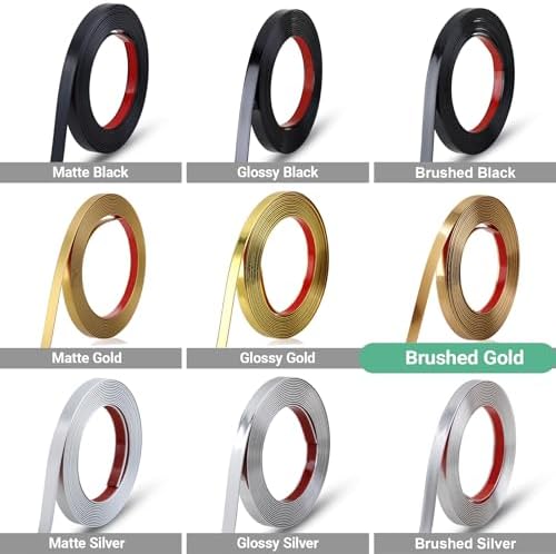 Gaahing 196.8" x 1" Brushed Gold Molding & Wall Trim, Flexible Peel and Stick Decorative Strip for Tile, Mirror, Ceiling, Floor, Panel, Cabinet - Image 4