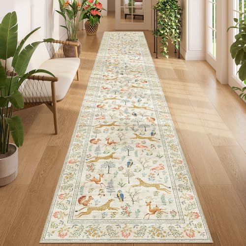 DUKINO 2x12 Washable Runner Rug, Non Slip Animal Rug for Kitchen, Beige by DUKINO