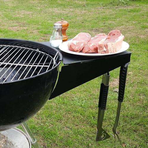 BBQ Dragon Weber Grill Side Table – Foldable Grill Shelf with Hooks for 22" Kettle Grills – Portable & Durable Bottom Shelf for Accessories – Space Saving Attachment for Outdoor Cooking - Image 3