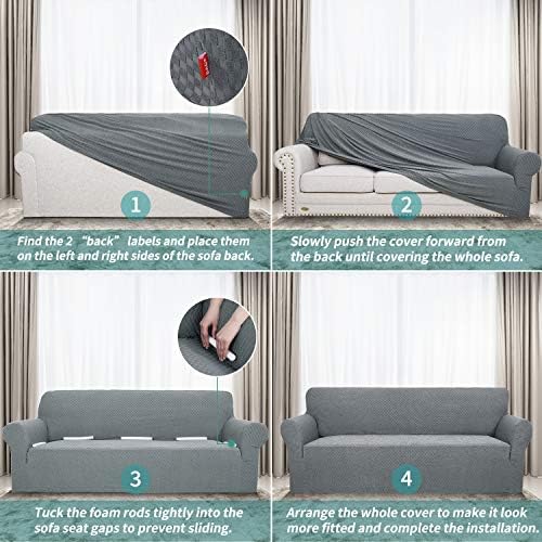 YEMYHOM Couch Cover Latest Jacquard Design High Stretch Sofa Chair Covers for Living Room, Pet Dog Cat Proof Armchair Slipcover Non Slip Magic Elastic Furniture Protector (Chair, Light Gray) - Image 6