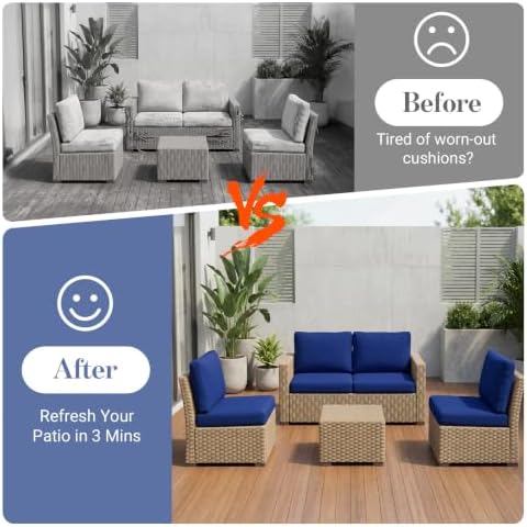 8Pcs Patio Cushion Covers Stretch Outdoor Furniture Protector Slipcovers - Image 6
