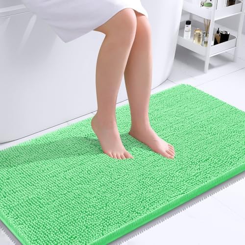 OLANLY Bathroom Runner Rugs 44x24, Soft Absorbent Chenille Bath Rugs, Rubber Backing Quick Dry, Machine Washable Long Bath Mats for Bathroom Floor, Tub and Shower, Home Decor Accessories, Mint Green by OLANLY