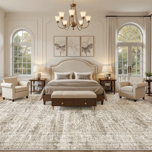 Soalmost 10x14 Area Rugs for Living Room Washable Rug Non-Slip Brown - Image 3