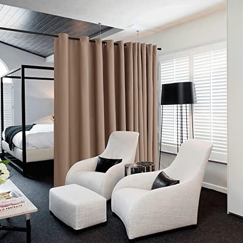 NICETOWN Closet Door Heavy Curtain, Room Dividers Shade Screens Partitions, Extra Large Grommet Space Partition Blackout Curtain, Screen Dividers for Rooms (1 Pack, 20ft Wide x 9ft Long, Cappuccino) by NICETOWN