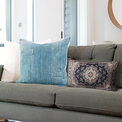 Snycler Boho Throw Pillow Covers 12x20 inch Set of 2 Black Medallion Border Area Rug Double Sided Pattern Cotton Soft Pillow Case Cushion Cover Pillowcase for Couch Sofa Bed Decorative - Image 4