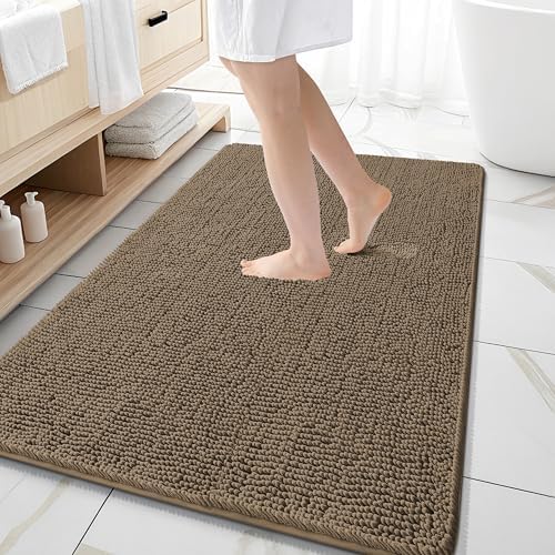 OLANLY Large Bathroom Rugs 59x35, Extra Soft Absorbent Chenille Bath Rugs by OLANLY
