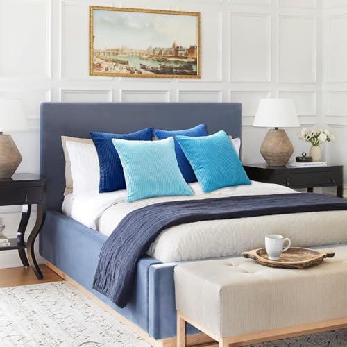 Topfinel Decorative Throw Pillow Covers Cushion Cases, Set of 4 Soft Velvet Modern Double-Sided Designs, Mix and Match for Home Decor, Pillow Inserts Not Included (22x22 inch, Blue) - Image 7