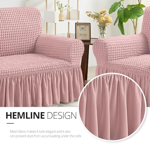 NICEEC Sofa Covers Pink Couch Cover Stretch Sofa Slipcovers with Skirt - Image 4