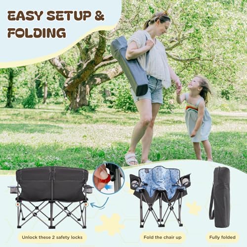 Busy Bee Oversized Kids Camping Chair with Cup Holder, High Back Toddler Chair Kids Folding Chair, Perfect for Beach & Outdoor, Supports 150 Lbs. - Image 6