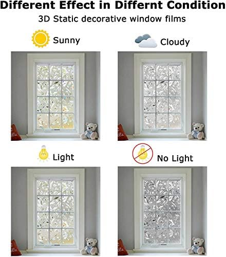 LEMON CLOUD Window Privacy Film, Tulip Stained Glass Sticker 45.2″ x 157.4″ - Image 5