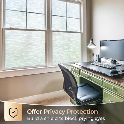 rabbitgoo Window Privacy Film, Static Cling, White Silk, 17.5" x 118.1" - Image 3