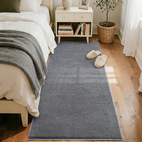 2x8 Pure Dark Grey Runner Rug Non-Slip Washable for Hallway Kitchen Bedroom - Image 2