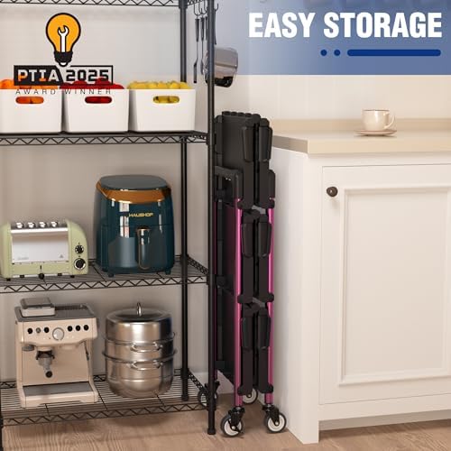 WORKPRO 3-Tier Collapsible Utility Cart, 210 LBS Cart with Wheels - Image 6