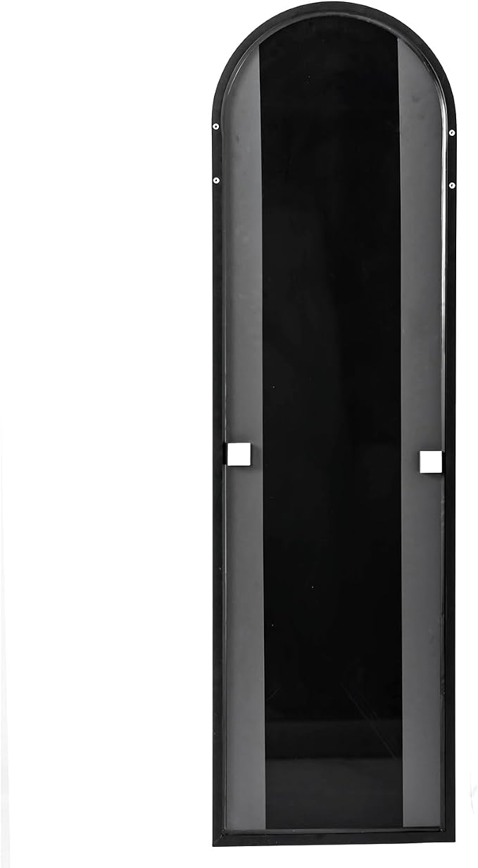 BEVERDY 14"x 48" Arched Vertical Wall Mirror, Black, Over The Door, Full Body, Hanging Door Mirror - Image 4