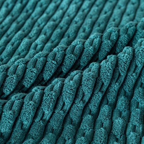Set of 4 Teal Decorative Throw Pillow Covers 24x24 Inch Corduroy Pillow Covers for Bed Couch Sofa Living Room Soft Square Cushion Cases - Image 6