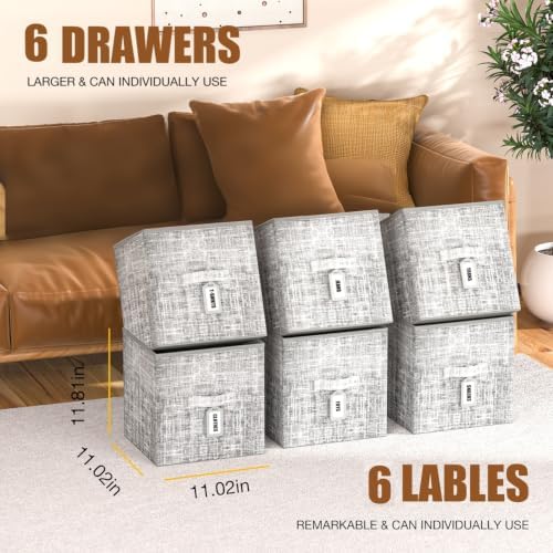 LUKYTOWER Cube Storage Organizer Shelf + 6 Bins + Labels - Image 3