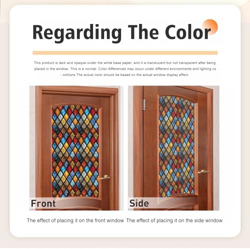 Window UV Protection Rainbow Privacy Film:Non-Adhesive Static Cling Decorative Window Film with Installation Tools,Stained Glass Window Film for Kitchen,Bathroom,and Shower Doors,16.9 x 39.4 inches. - Image 3