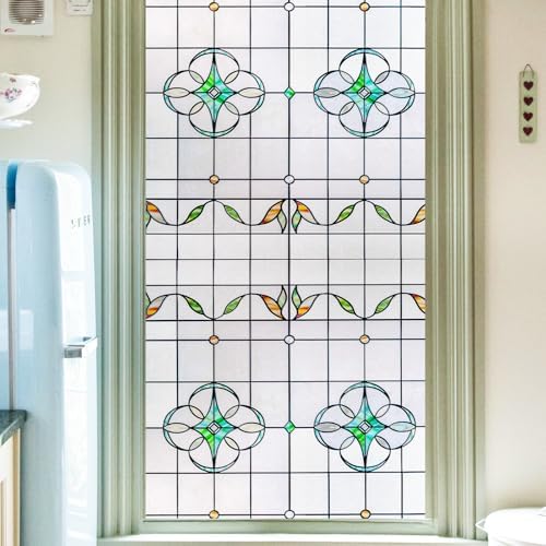OHTMERU 3D Stained Glass Window Privacy Film Decorative Non-Adhesive by OHTMERU