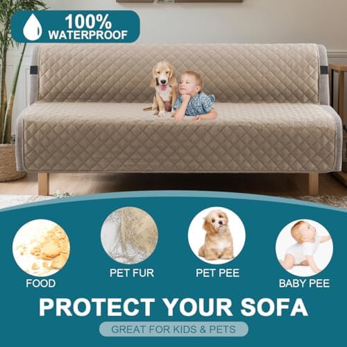 Turquoize 100% Waterproof Futon Cover Slipcover Armless Sofa Protector - Image 2