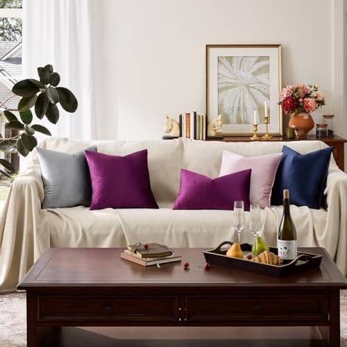 GIGIZAZA Velvet Pillow Covers 12x20 Decorative Pillows Pack of 2 Purple - Image 7