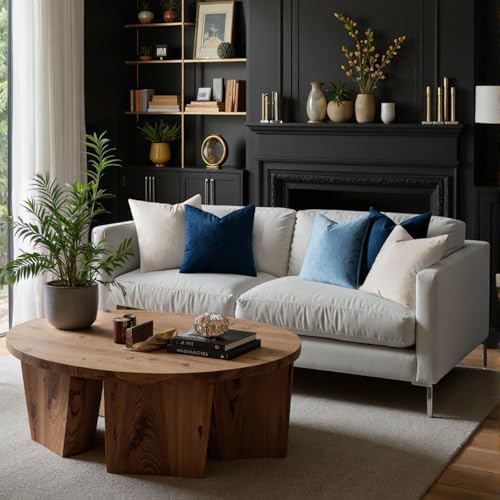 MIULEE Velvet Throw Pillow Covers 18x18 Inch Pack of 2 Dark Blue - Image 3