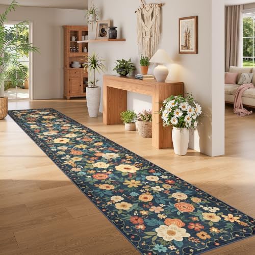 DUKINO 3x16 Runner Rug for Hallway, Non Slip Long Washable Rug, Navy Blue - Image 5