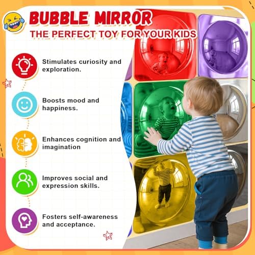 Geiserailie 9 Pcs Sensory Wall Bubble Mirrors, 10 x 10 Inch, CPC Certified - Image 4