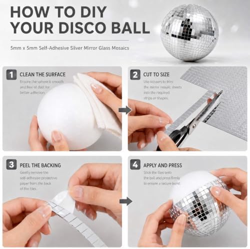 16200Pcs 5mm Self-Adhesive 4D Mirror Glass Tiles - Image 5