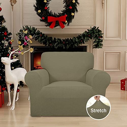 Easy-Going Stretch Chair Slipcover with Arm Washable Khaki - Image 2