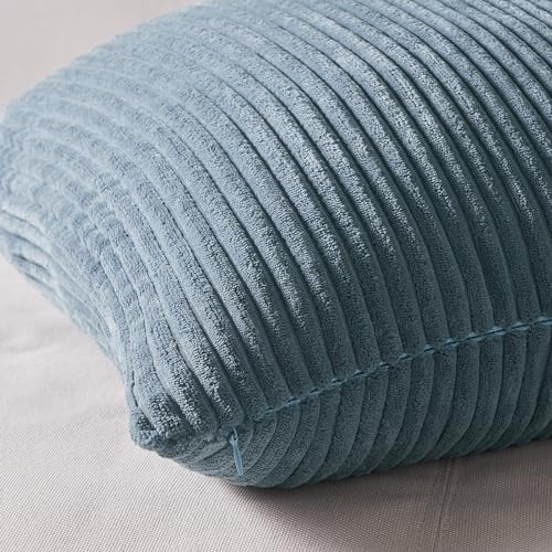 Topfinel Decorative Throw Pillow Covers Aque Teal Blue Gray Series,Summer Corduroy Striped Toss Pillows for Couch,Patio,Balcony,Children Bedroom,Modern Fluffy Blue Gradient Shams 26x26 Inch Set of 4 - Image 4
