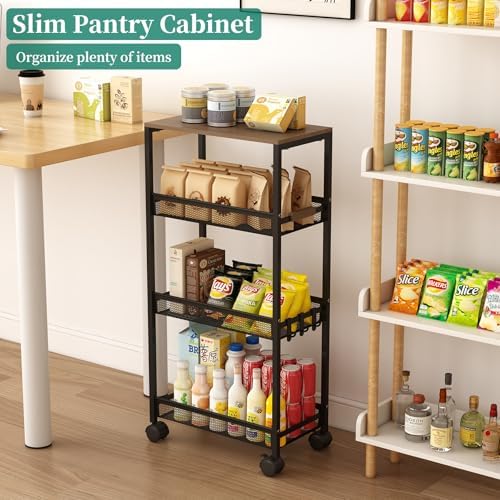 4-Tier Slim Utility Rolling Laundry Cart with Wheels, Easy to Assemble - Image 6