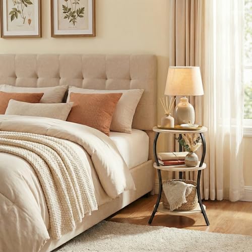 Vintage Small Round Side Table,3-Tier Slim Waist End Table for Small Spaces - Image 5