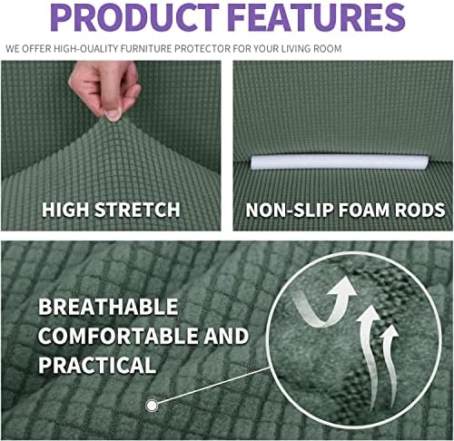 ZNSAYOTX Super Stretch Chair Slipcover Universal Sofa Chair Covers for Living Room Dogs Pet Furniture Protector Spandex Armchair Slipcovers with Anti Slip Foam Sticks (Pea Green, Chair) - Image 4