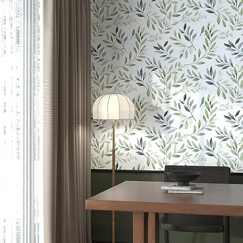 Danodoi Sage Green Vintage Leaf Peel and Stick Wallpaper 17.5" x 393" | Waterproof Vinyl Self Adhesive Removable Renter Friendly Floral Contact Paper - Image 4